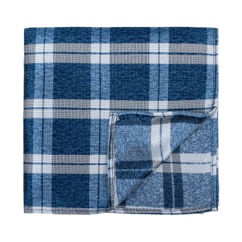 Wide Check Pocket Square Navy