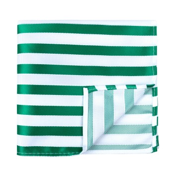 Green and White Stripe Football Pocket Square #AB-TPH1019/5 ##LAST STOCK