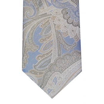Blue Washed Paisley Woven Silk Pocket Hankie #TPH114/2