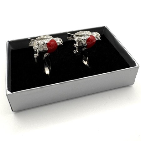 Robin Bird Motif Red Chest Cufflinks