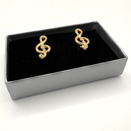 Gold Plated Treble Clef Music Cufflinks