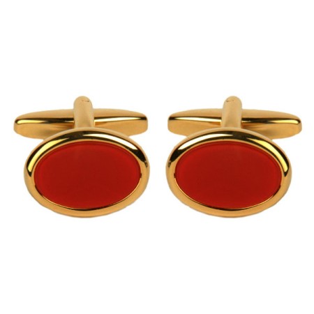 Silver Cornelian Oval Gold Plated Cufflinks #90-250