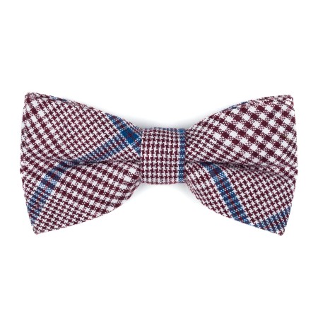 Burgundy Check Bow Tie