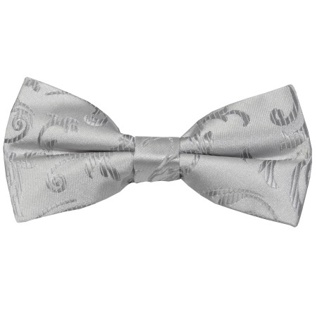 Silver Swirl Leaf Wedding Bow Tie