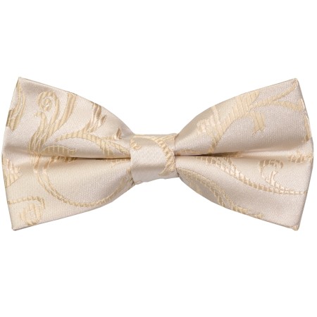 Cream Swirl Leaf Wedding Bow Tie