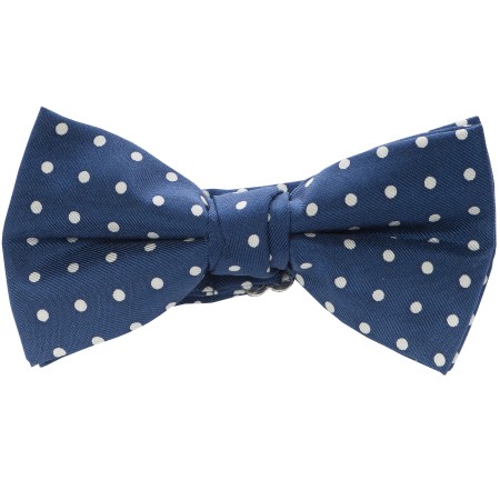 Navy with White Polka Dot Silk Bow Tie #B5032/2