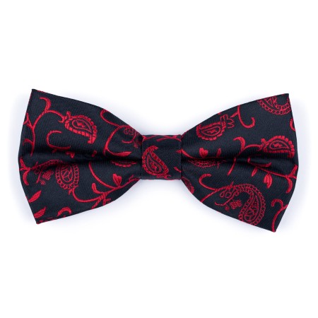 Wine on Black Budding Paisley Bow Tie #AB-BB1003/6