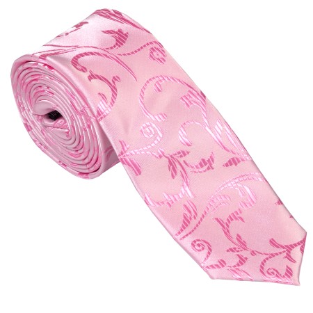 Pink Swirl Leaf Slim Wedding Tie #AB-C1000/6