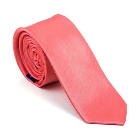 Burnt Coral Shantung Slim Tie