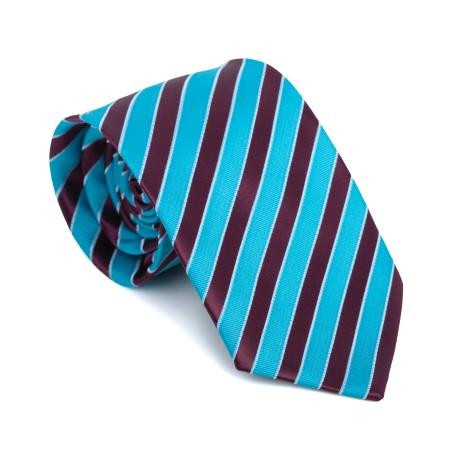 Wine and Turquoise Stripe Football Tie
