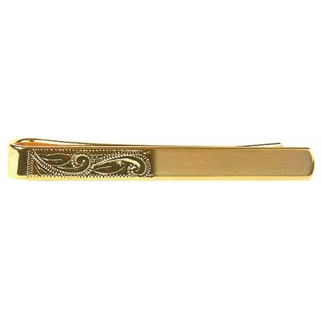 Gold Half Engraved Gold Plated Tie Clip #100-1276