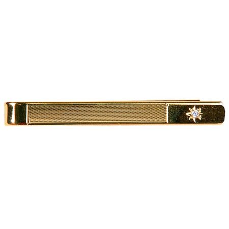 Gold CZ Star Gold Plated Tie Clip #100-9108