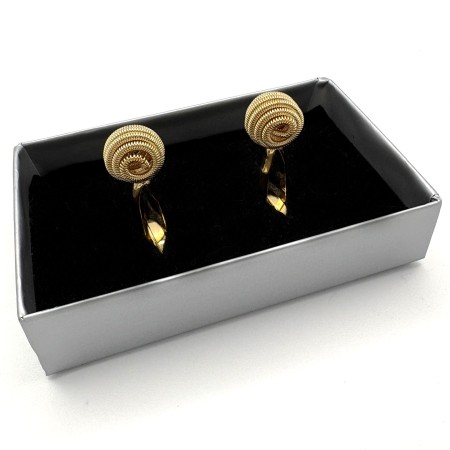 Gold Plate Rope Knot Ball Cufflinks