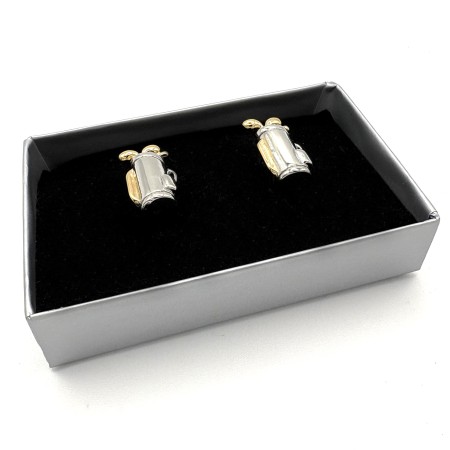 Silver & Gold Plate Golf Bag Novelty Cufflinks