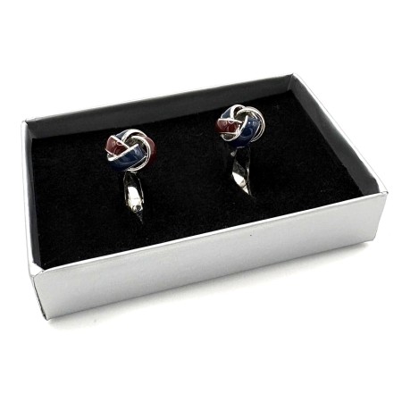 Blue & Red Enamel Knot Silver Cufflinks