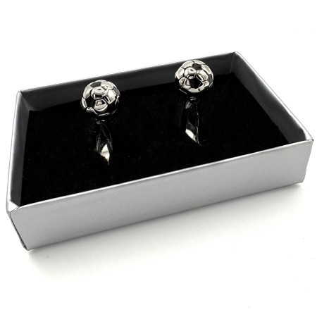 Silver Plated Football Black Enamel Novelty Cufflinks
