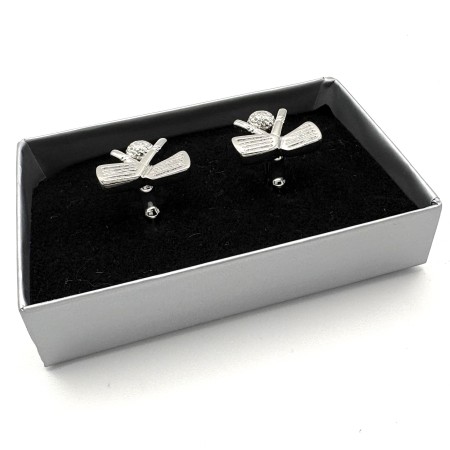 Silver Plated Golf Clubs & Ball Novelty Cufflinks