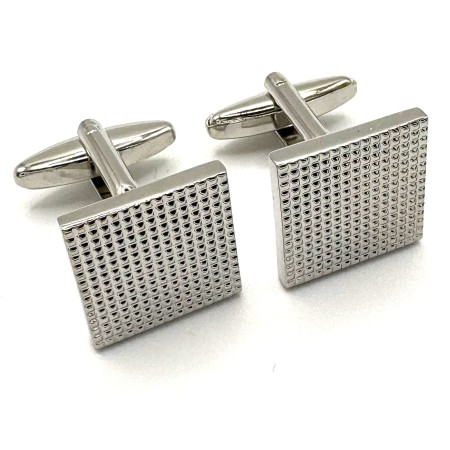 Silver Plated Textured Square Geometric Cufflinks