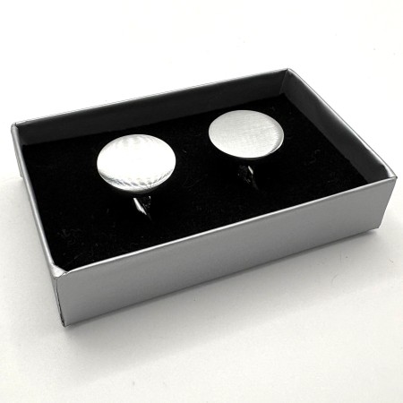 Satin Silver Plated Round Cufflinks