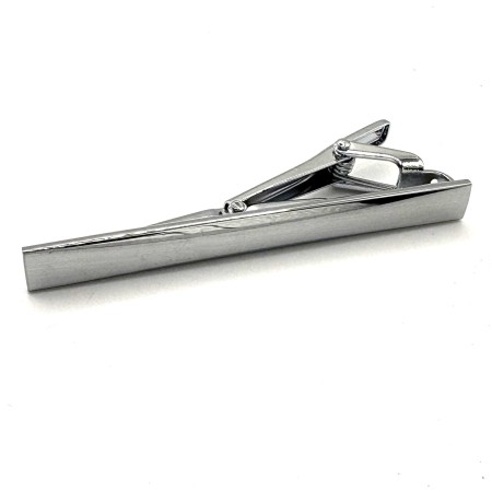 Classic Silver Plated Tie Clip - Plain Rectangular Bar Design