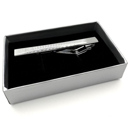 Classic Silver Plated Tie Clip - Plain Rectangular Bar Design