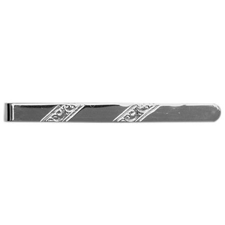 Silver Engraved Diagonals Sterling Silver Tie Clip #20-0013
