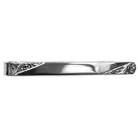 Silver Engraved Ends Hallmark Sterling Silver Tie Clip #20-0161