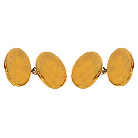 Gold Double Oval Gold Plated Cufflinks #45-1265