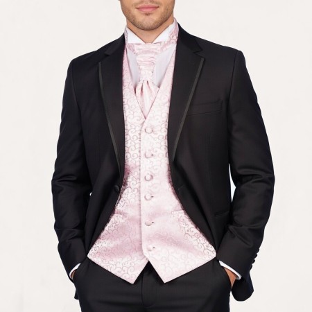 Light Pink Royal Swirl Wedding Waistcoat #AB-WWA1001/3