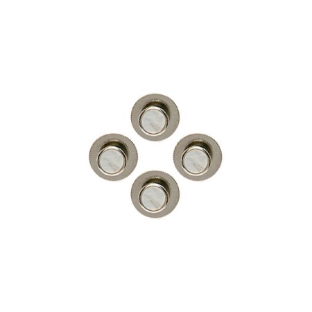 White Round Rhodium Shirt Studs (Set of 4)