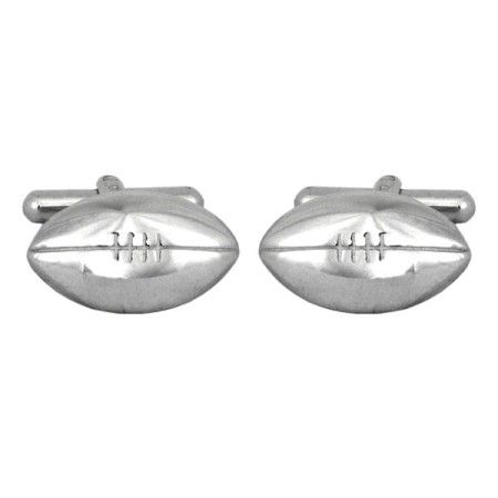 Silver Rugby Ball Sterling Silver Cufflinks #70-1066