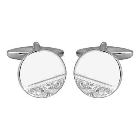 Silver Third Engraved Sterling Silver Cufflinks #70-1304