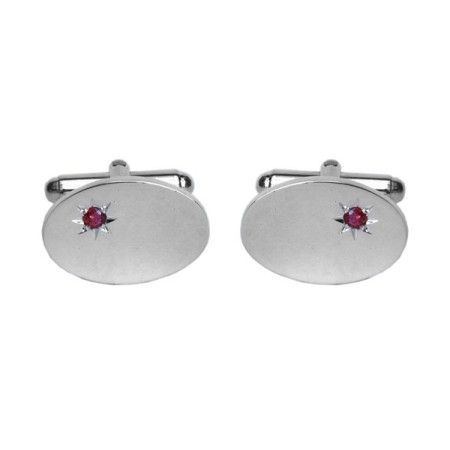 Silver Ruby Star Sterling Silver Cufflinks #70-7010