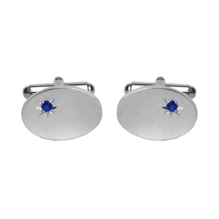 Silver Sapphire Star Sterling Silver Cufflinks #70-7011