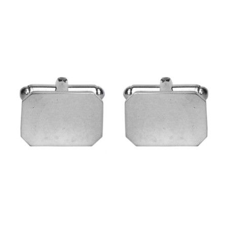 Silver Cut Corner Rectangle Sterling Silver Cufflinks #70-7018
