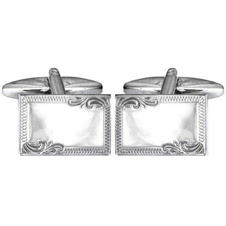 Silver Engraved Edge Sterling Silver Cufflinks #70-9006