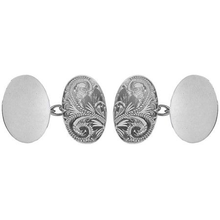 Silver Large Oval Sterling Silver Cufflinks #75-8205