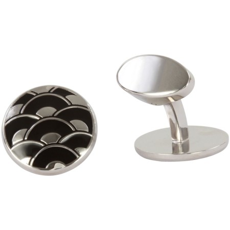 Black Round Wave David Aster Cufflinks #80-1005