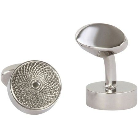 Silver Round Centre Point David Aster Cufflinks #80-1012