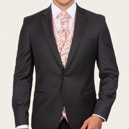 Coral Swirl Leaf Wedding Waistcoat #AB-WWA1000/9 ##LS