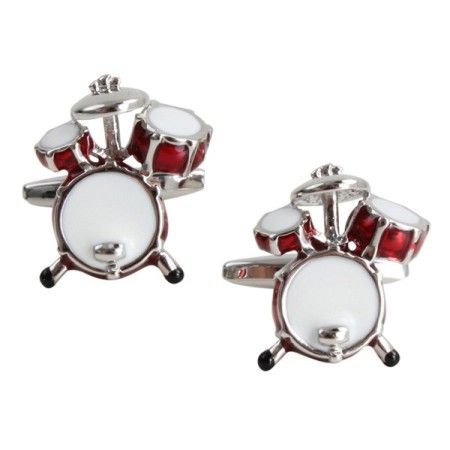 Silver Drum Kit Rhodium Plated Cufflinks #90-1027