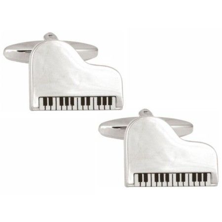 Silver Grand Piano Rhodium Plated Cufflinks #90-1064