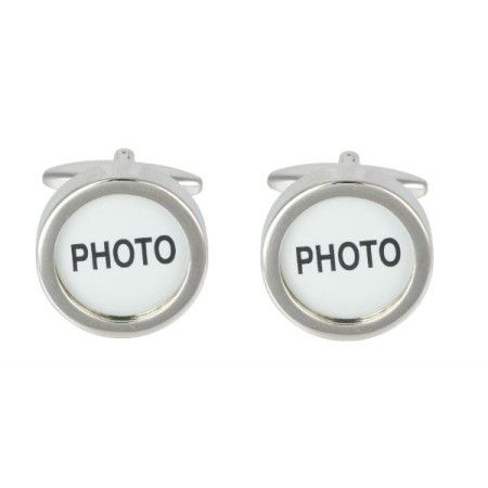 Silver Photo Rhodium Plated Cufflinks #90-1498