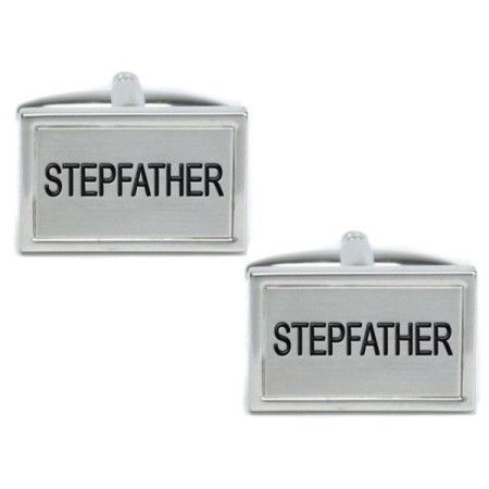 Silver Stepfather Rhodium Plated Cufflinks #90-1537