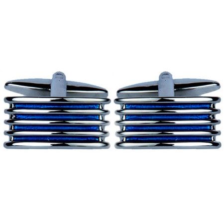 Blue Ribbed Enamel Cufflinks