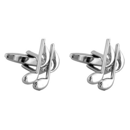 Silver Quaver Note Rhodium Plated Cufflinks #90-1016