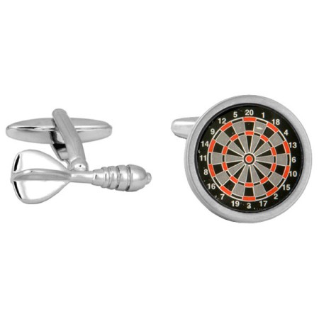 Silver Dart & Dart Board Rhodium Plated Cufflinks #90-1068