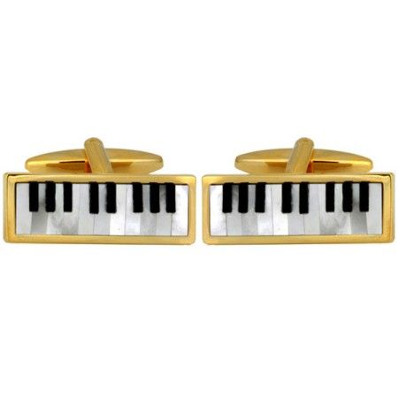 Gold Piano Keyboard Gold Plated Cufflinks #90-1071