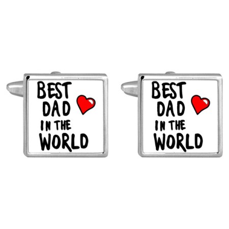 Silver Best Dad Rhodium Plated Cufflinks #90-1089
