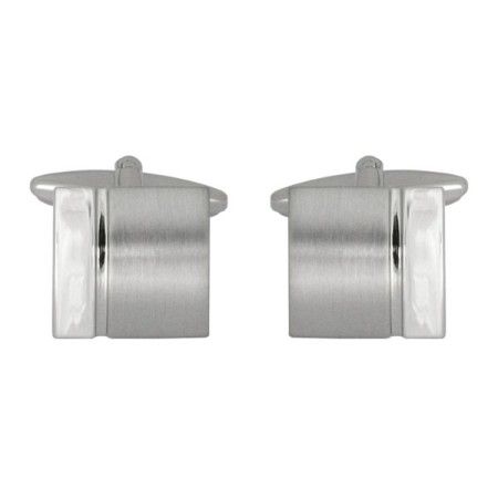 Silver Curved Square Rhodium Plated Cufflinks #90-1124
